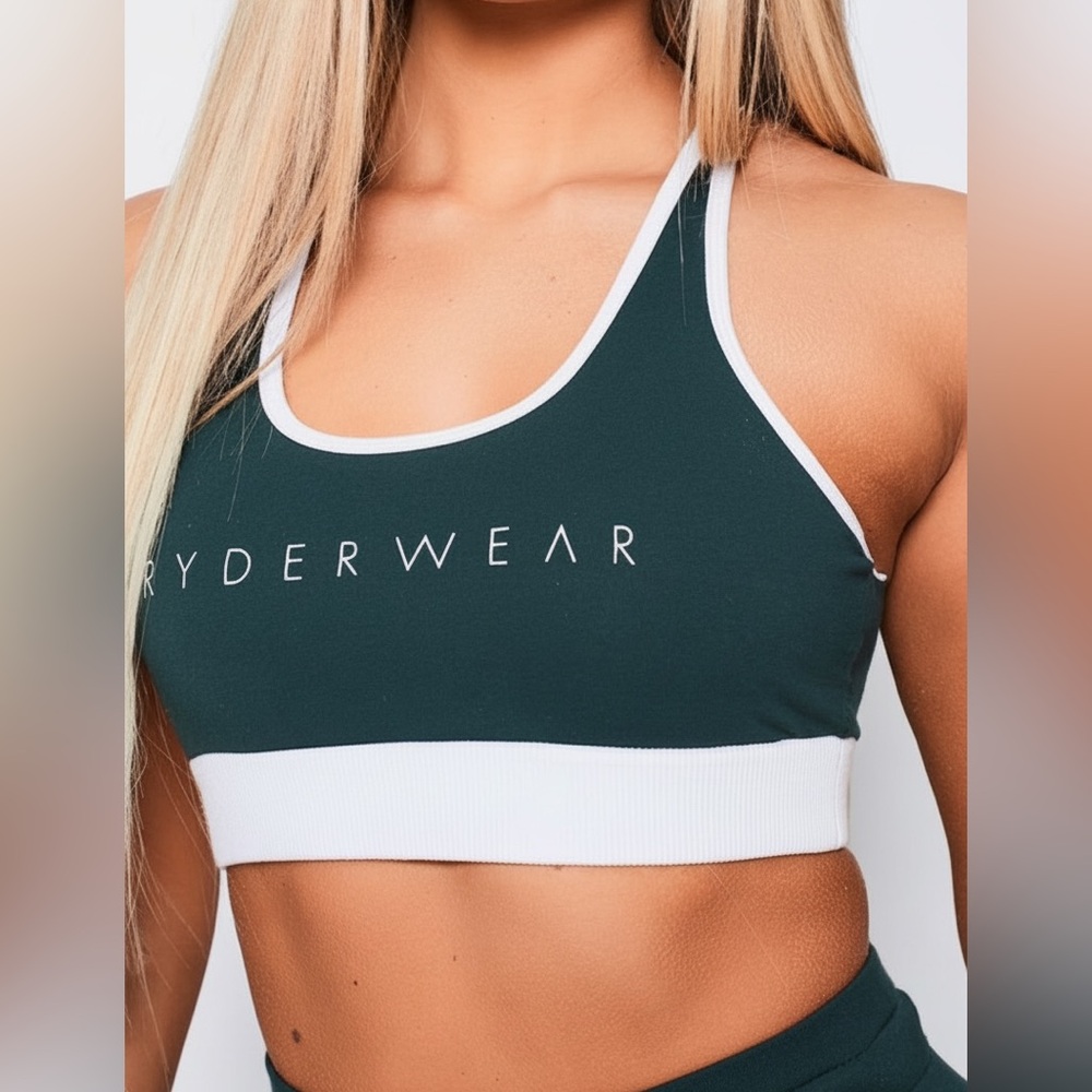 RYDERWEAR DARK TEAL TRACK SPORTS BRA size small
